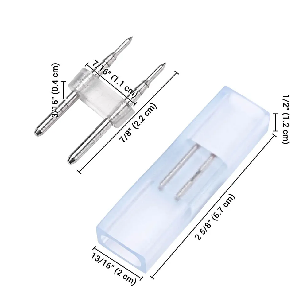 10 Set/Pack Neon Light 2-Pin Splice Connector 14x7mm