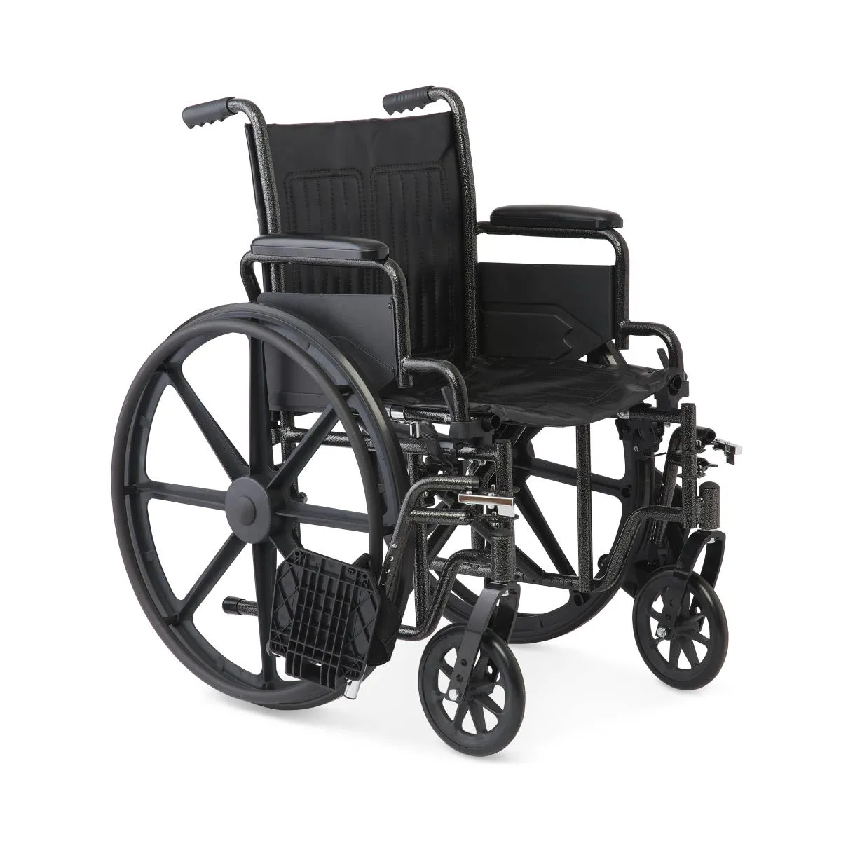 16" Wide K1 Basic Vinyl Wheelchair with Swing-Back Desk-Length Arms and Swing-Away Footrests