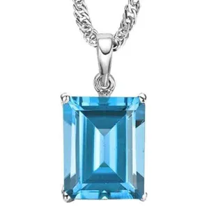 3/4 CT BABY SWISS BLUE TOPAZ 10KT SOLID WHITE GOLD PENDANT