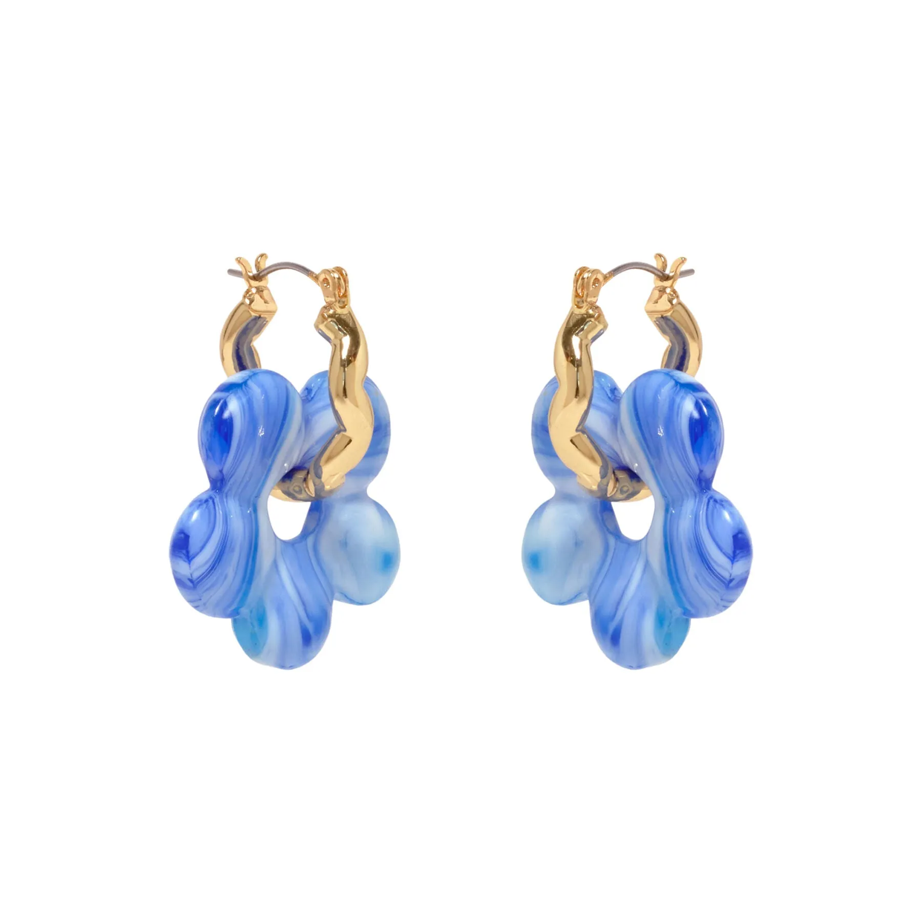 Aya Hoops in Gold & Blue Glass