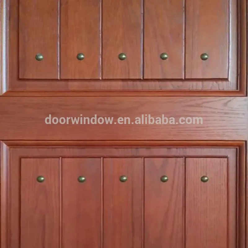 Doorwin 2021Finished product house front main double door design made of red oak wood flat solid wood doors by Doorwin