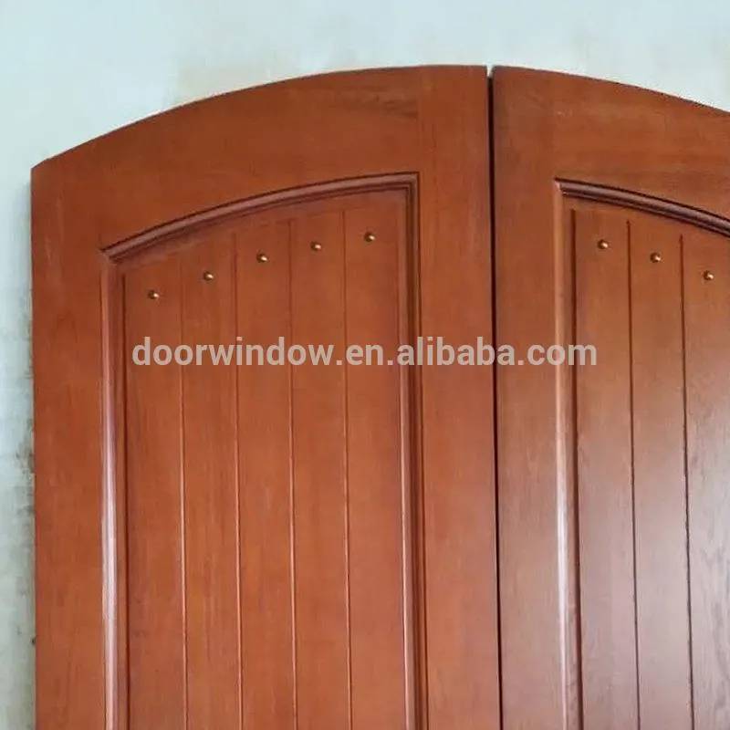 Doorwin 2021Finished product house front main double door design made of red oak wood flat solid wood doors by Doorwin