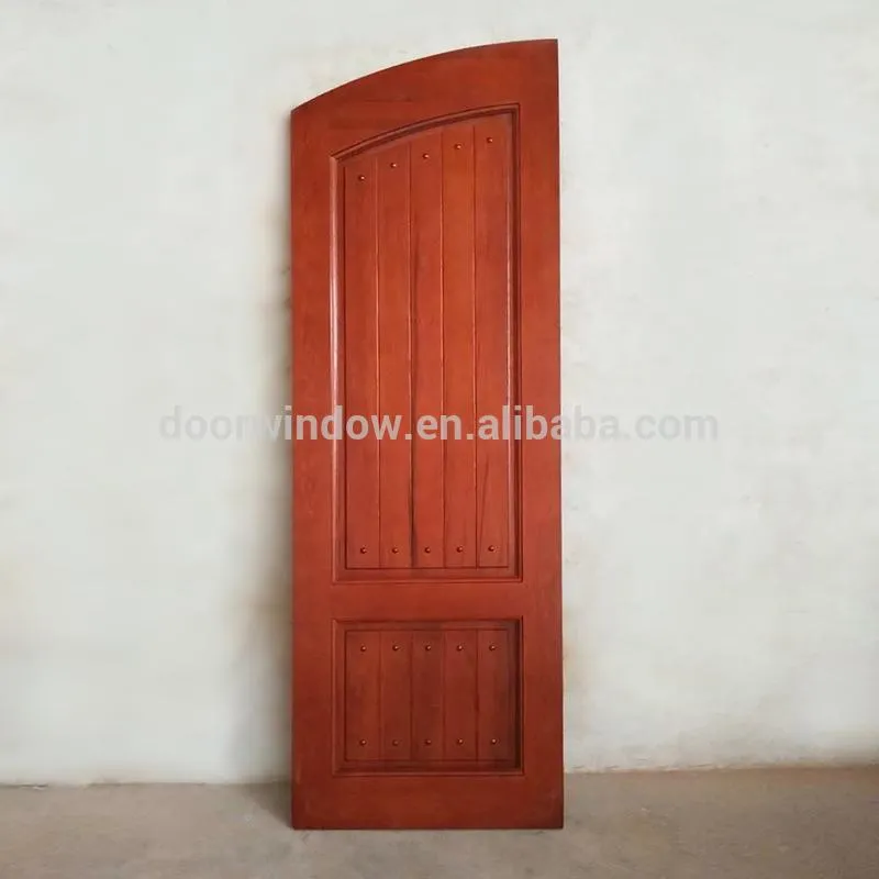 Doorwin 2021Finished product house front main double door design made of red oak wood flat solid wood doors by Doorwin