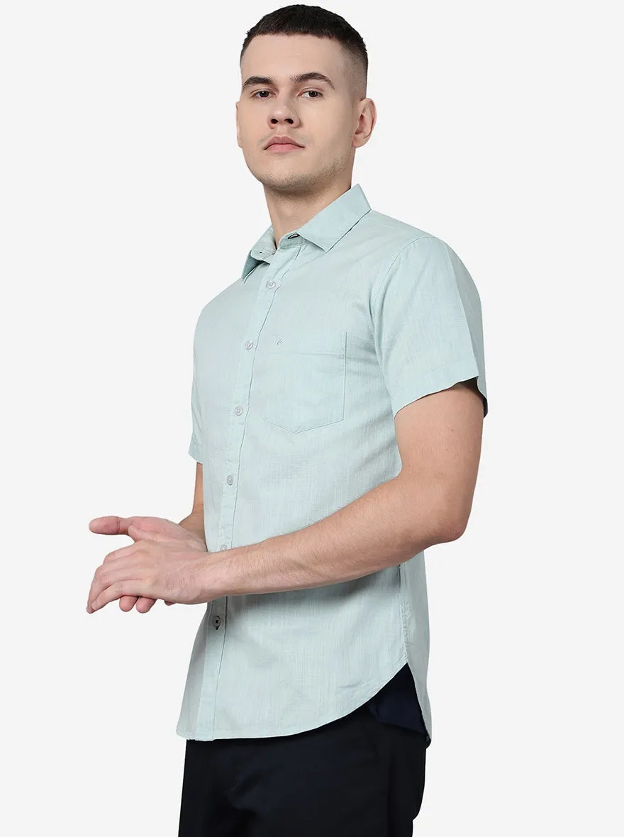 Eggshell Blue Solid Slim Fit Casual Shirt | Greenfibre