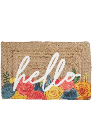 Floral Printed Jute Mat by Mud Pie