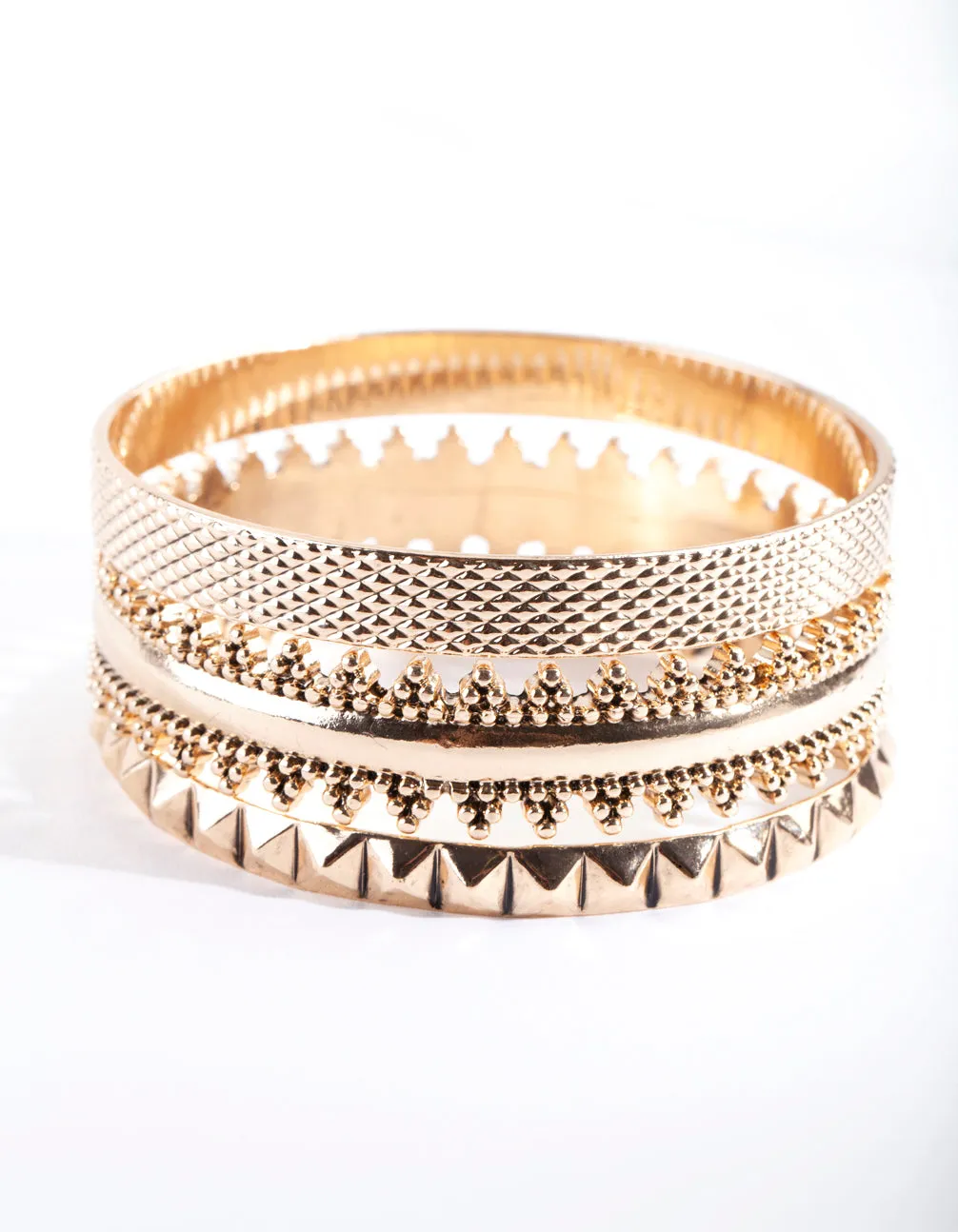 Gold Bohemian Textured Bangle Pack