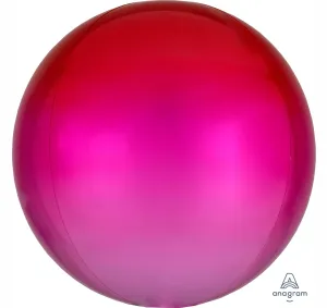 Red & Pink Ombre Orbz Foil Balloons 38cm x 40cm  Each