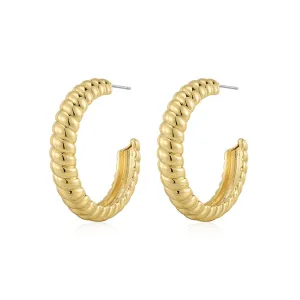 XL Ridged Hoops in Gold